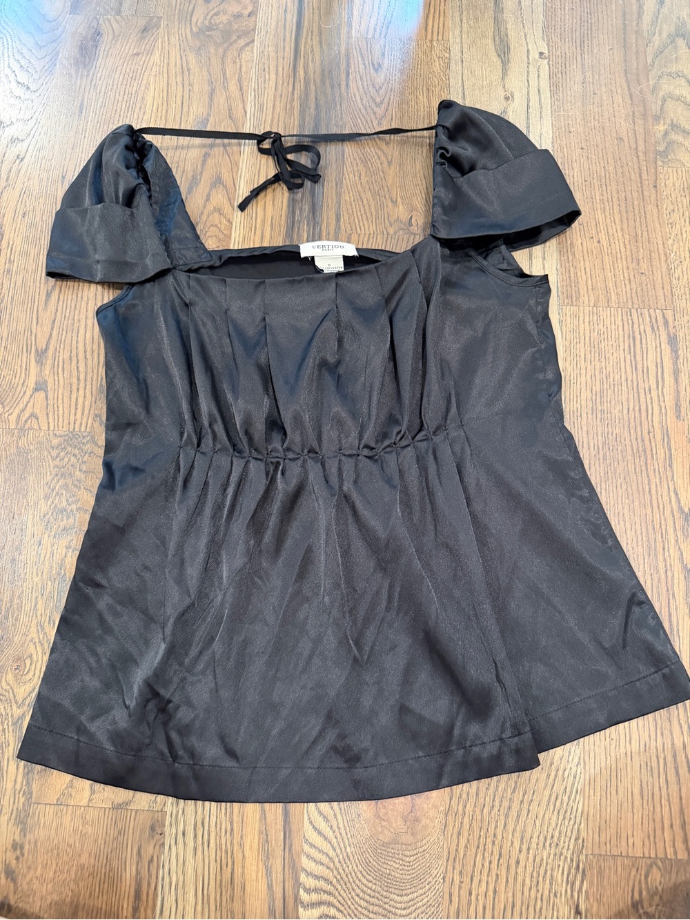 Black Puff-Sleeve Square Neck Top